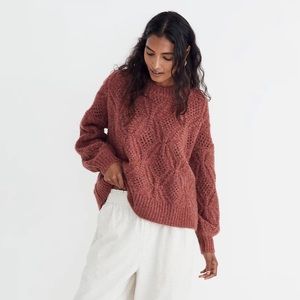 NWOT Madewell Oversized Pointelle Balloon-Sleeve Sweater